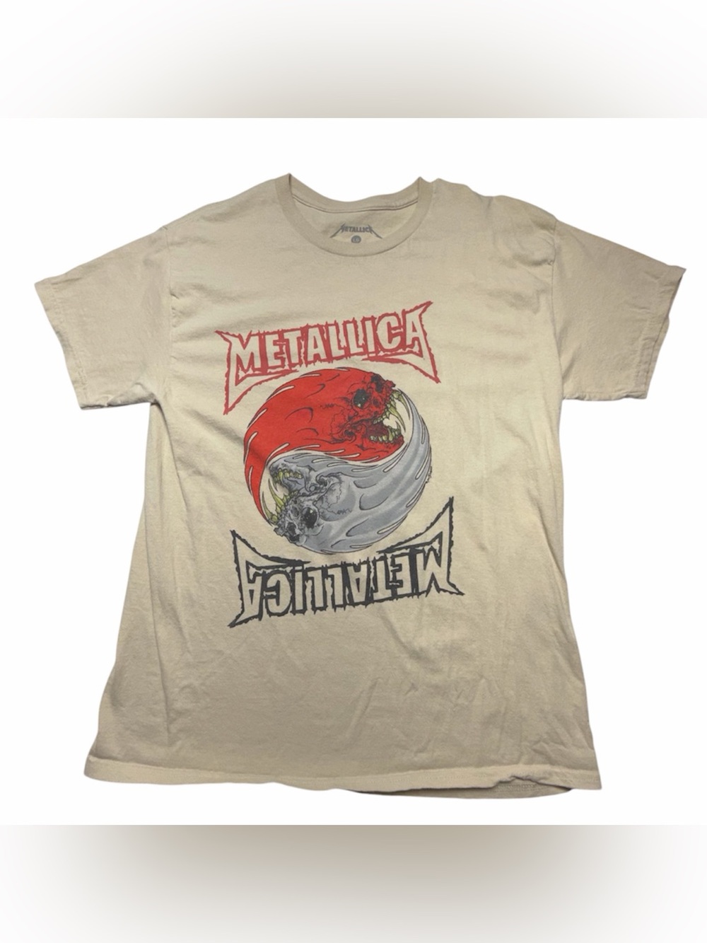 Metallica Men's Short Sleeve Band T-Shirt Size Large Yin Yang Skull Tee